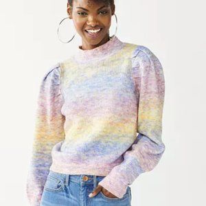 Long Puff Sleeve Mockneck Sweater